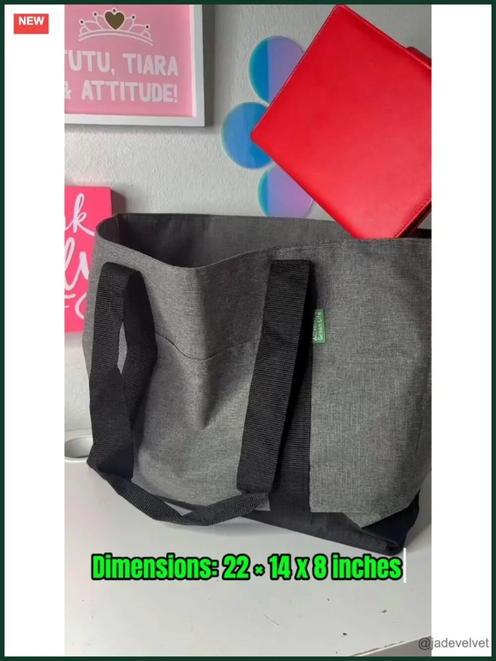 Extra Large Tote Bag, Zipper Closure, Fully Lined, Canvas Style, Carry-All,